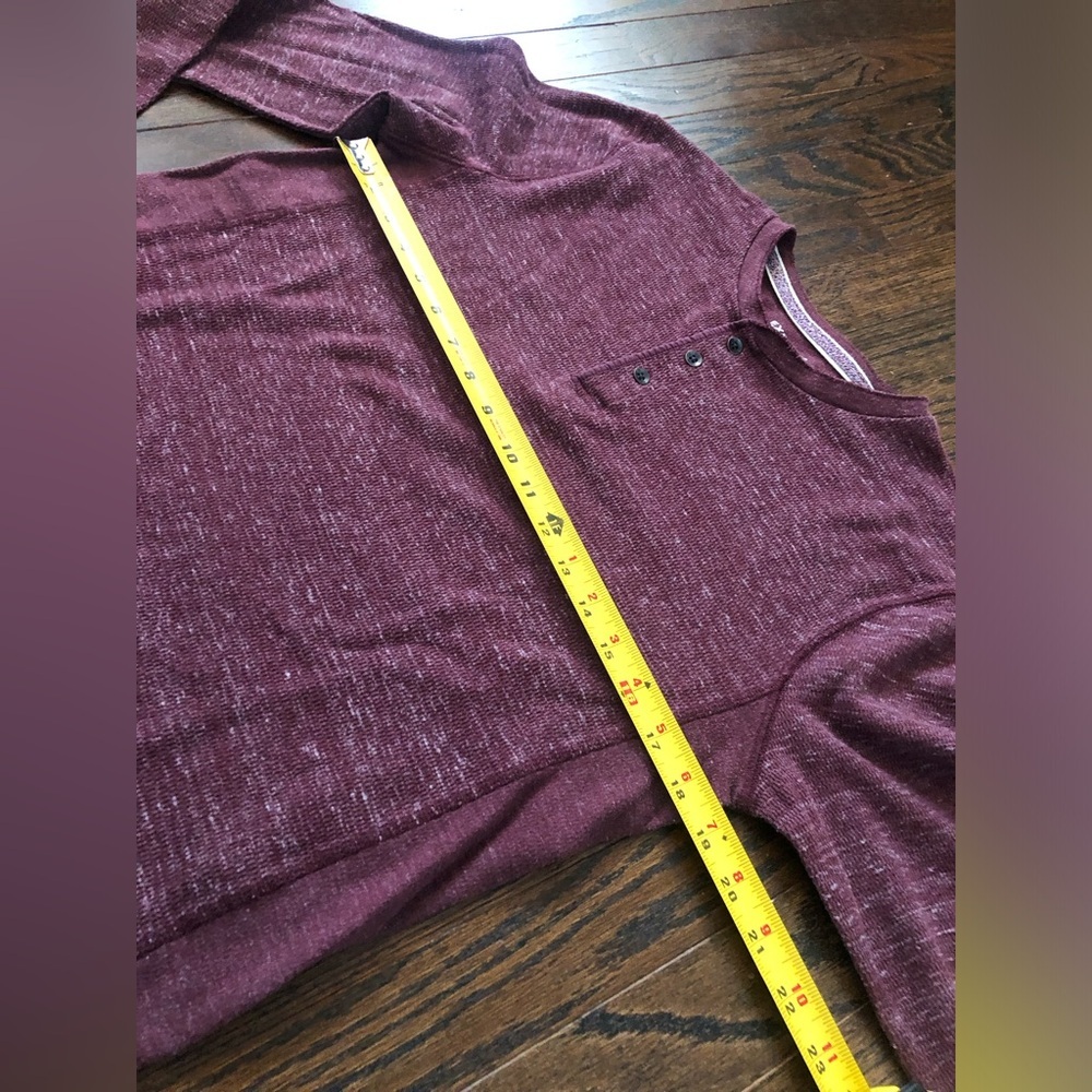 Express Men’s M/L Heathered Maroon Waffle-Knit Long-Sleeve Henley Tee - VGUC! - Picture 9 of 11